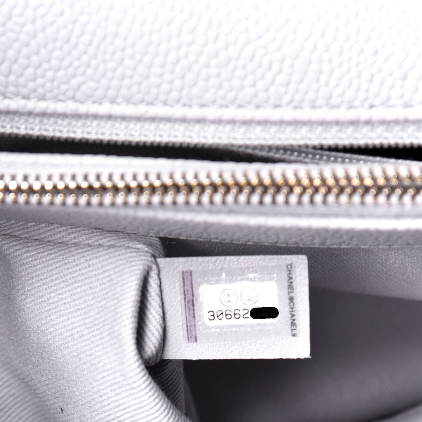 Caviar Diamond Stitched Top Handle Flap Grey