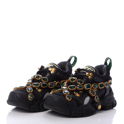 Gucci X SEGA Mesh Suede Calfskin Removable Crystals Womens Flashtrek Sneakers 36.5 Black Silver 3 of 6
