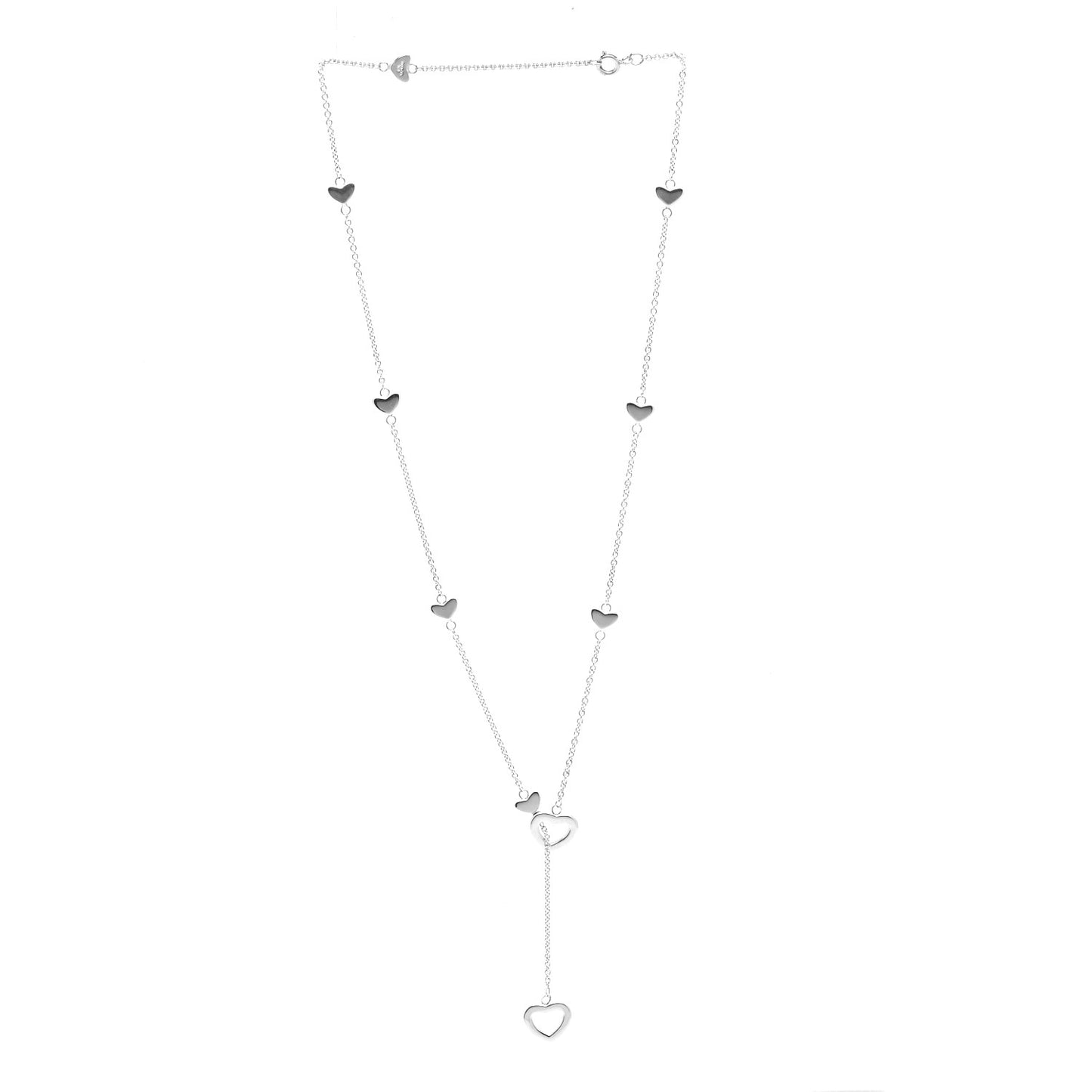Sterling Silver Heart Lariat Necklace