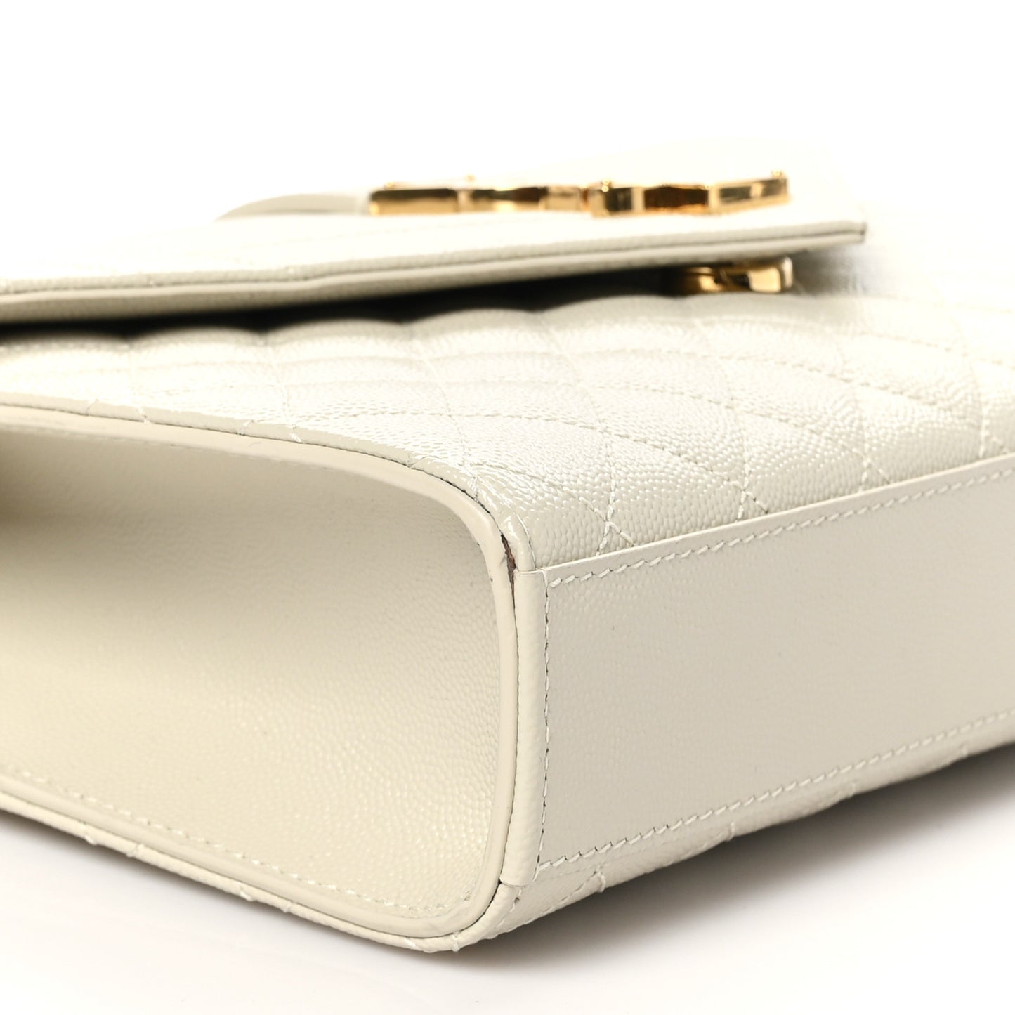 Grain De Poudre Textured Mixed Matelasse Medium Triquilt Monogram Satchel Crema Soft