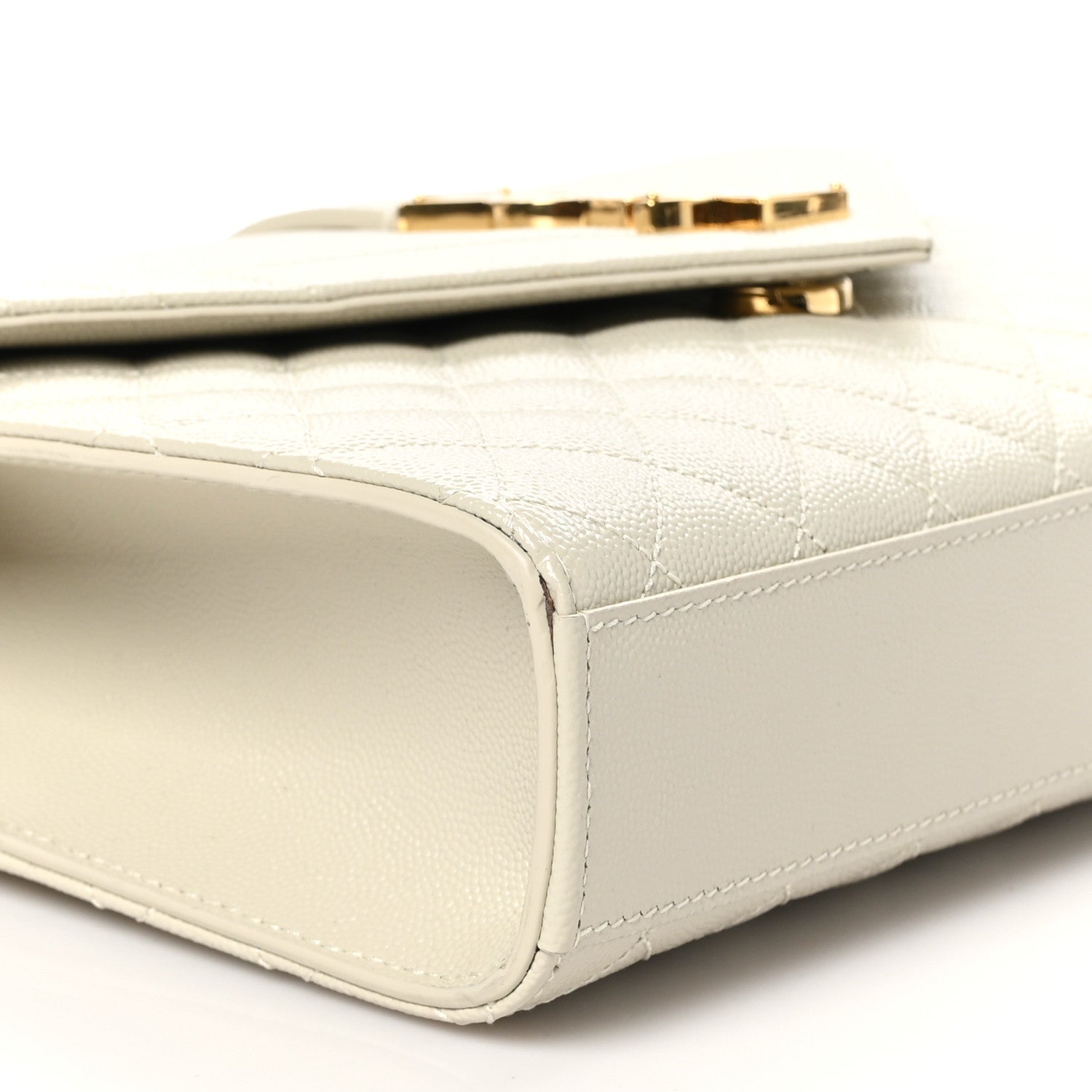 Saint Laurent Grain De Poudre Textured Mixed Matelasse Medium Triquilt Monogram Satchel Crema Soft 8 of 10