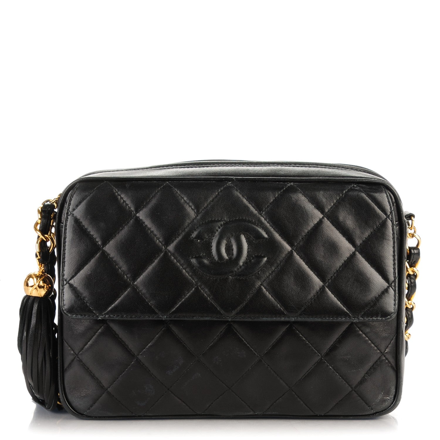 Chanel Lambskin Quilted Tassel Flap Camera Case Black 1 of 7