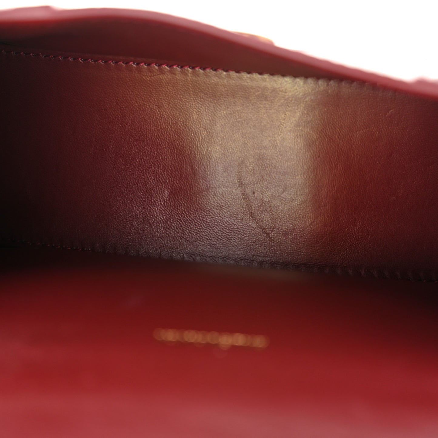 Shiny Calfskin Crocodile Embossed Hourglass Top Handle Bag XS Dark Red