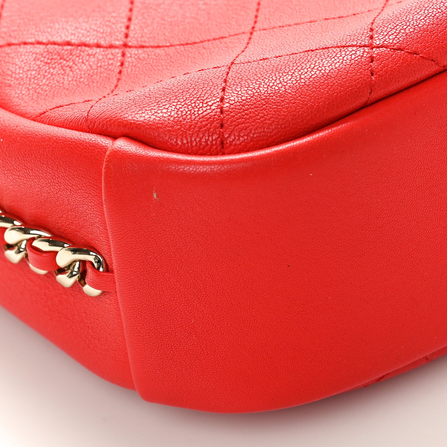 Goatskin Quilted Large Casual Trip Camera Case Bag Red