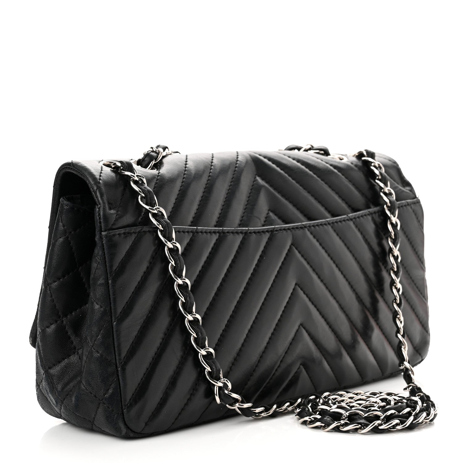 Chanel Lambskin Chevron Quilted Single Flap Black 3 of 11