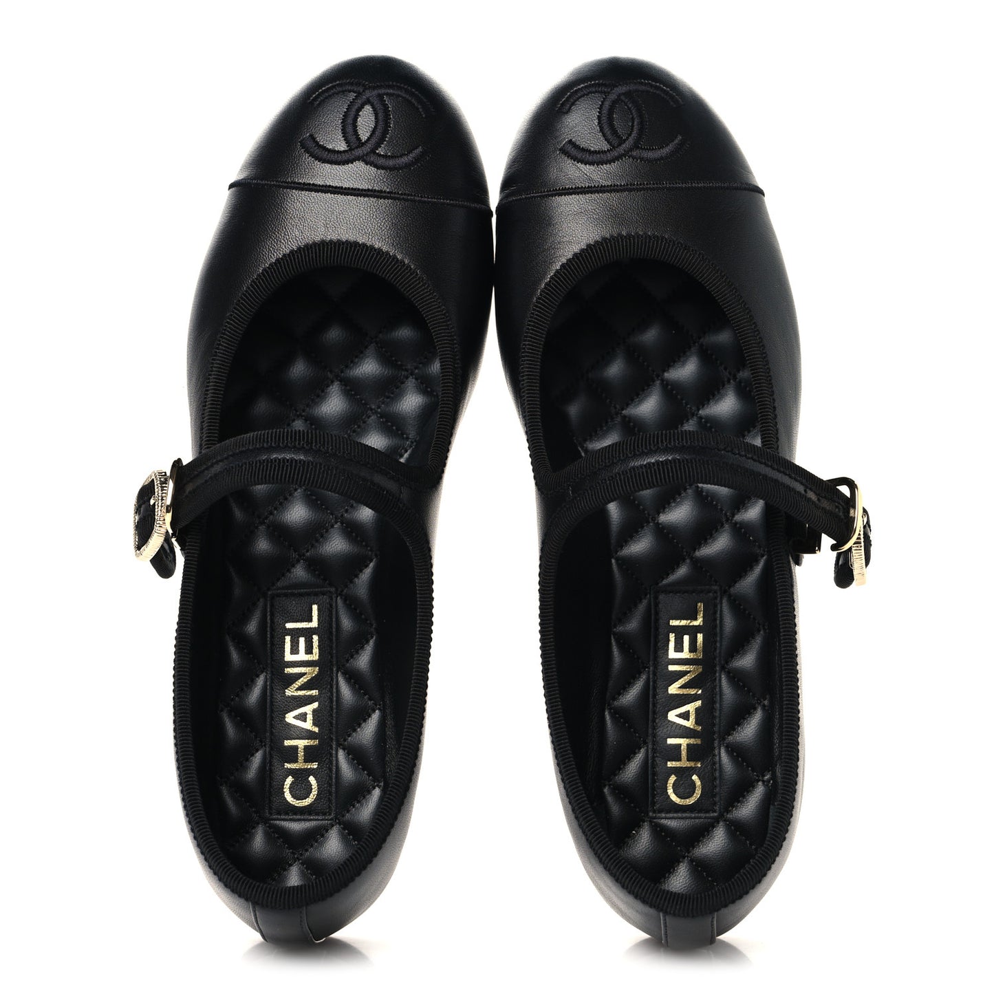 Lambskin Mary Jane Flats 37.5 Black