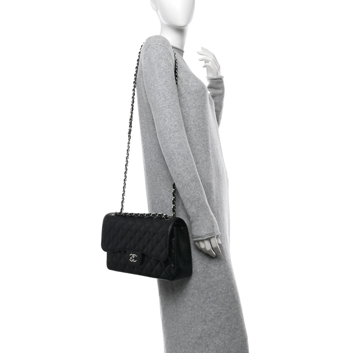 Chanel Caviar Quilted Jumbo Double Flap Black 2 of 10