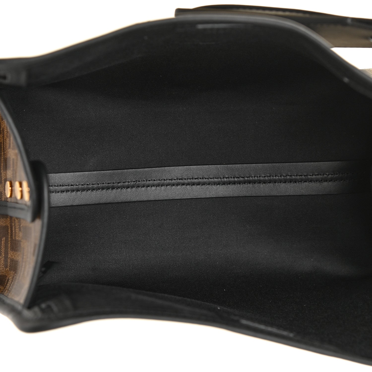 Fendi Glazed Fabric Vitello Century FF 1974 Stamp Patch Mini Peekaboo Defender Cover Mogano Panna Black 4 of 10
