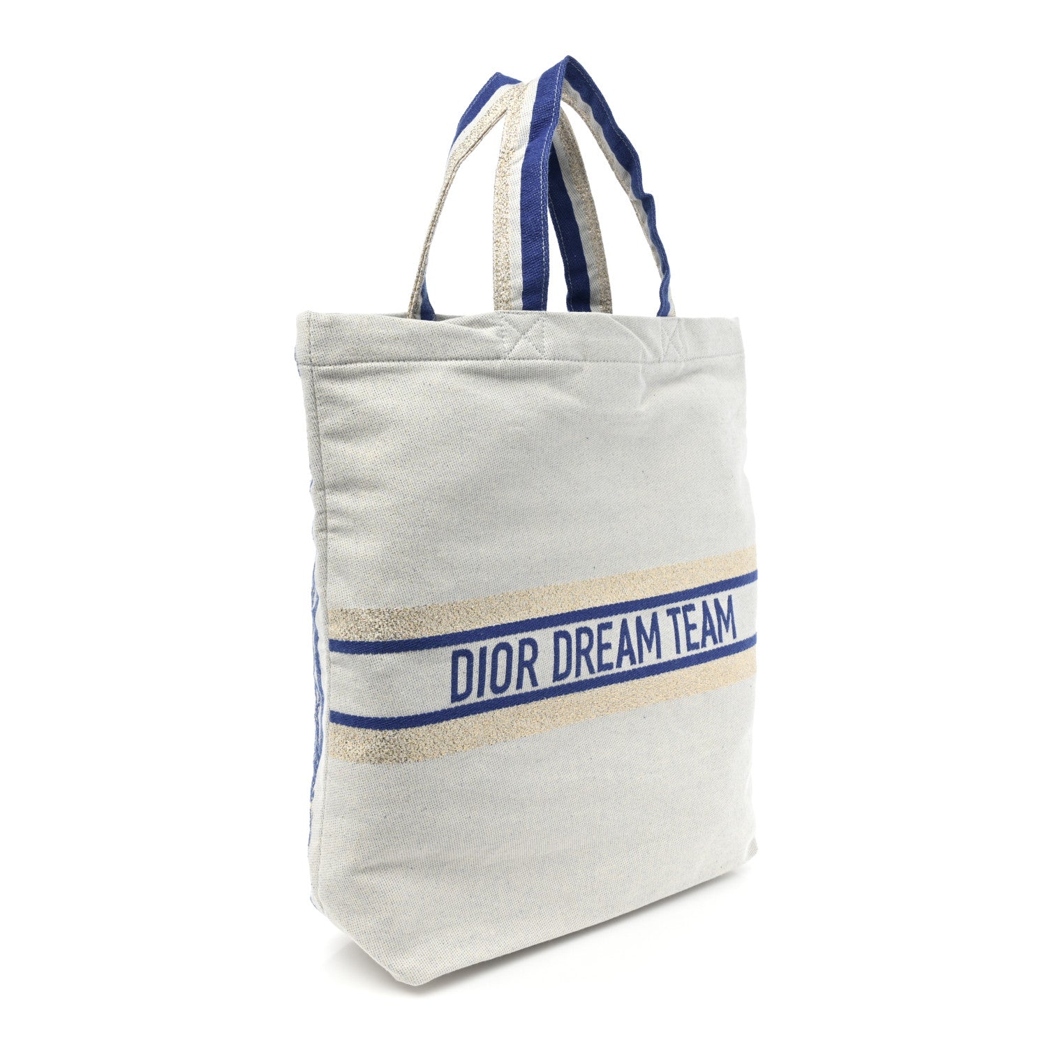 Christian Dior Canvas Print Cruise Tote Ivory Blue 3 of 8
