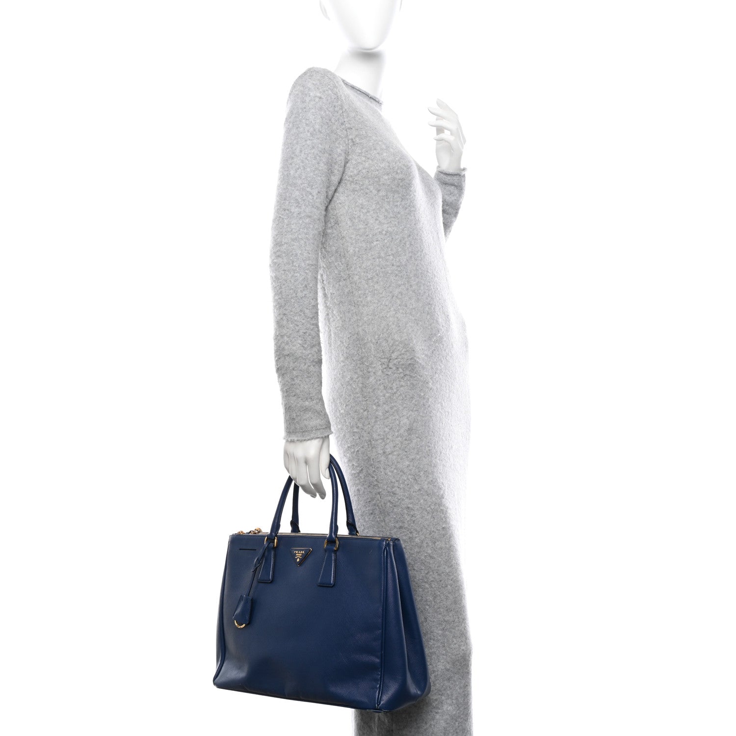 Prada Saffiano Large Galleria Double Zip Tote Bluette 2 of 15