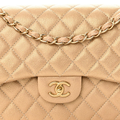 Chanel Pearly Caviar Quilted Jumbo Double Flap Gold 8 of 10