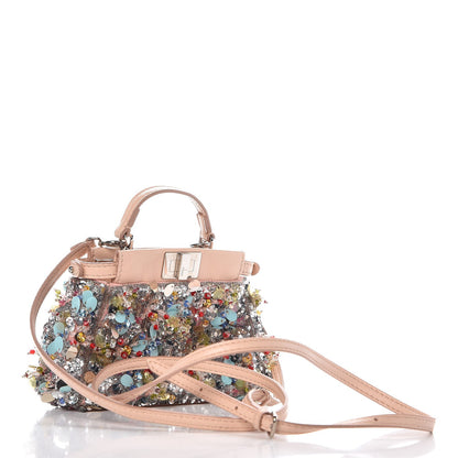 Fendi Sequin Embellished Micro Peekaboo Iconic Satchel Blush 3 of 7
