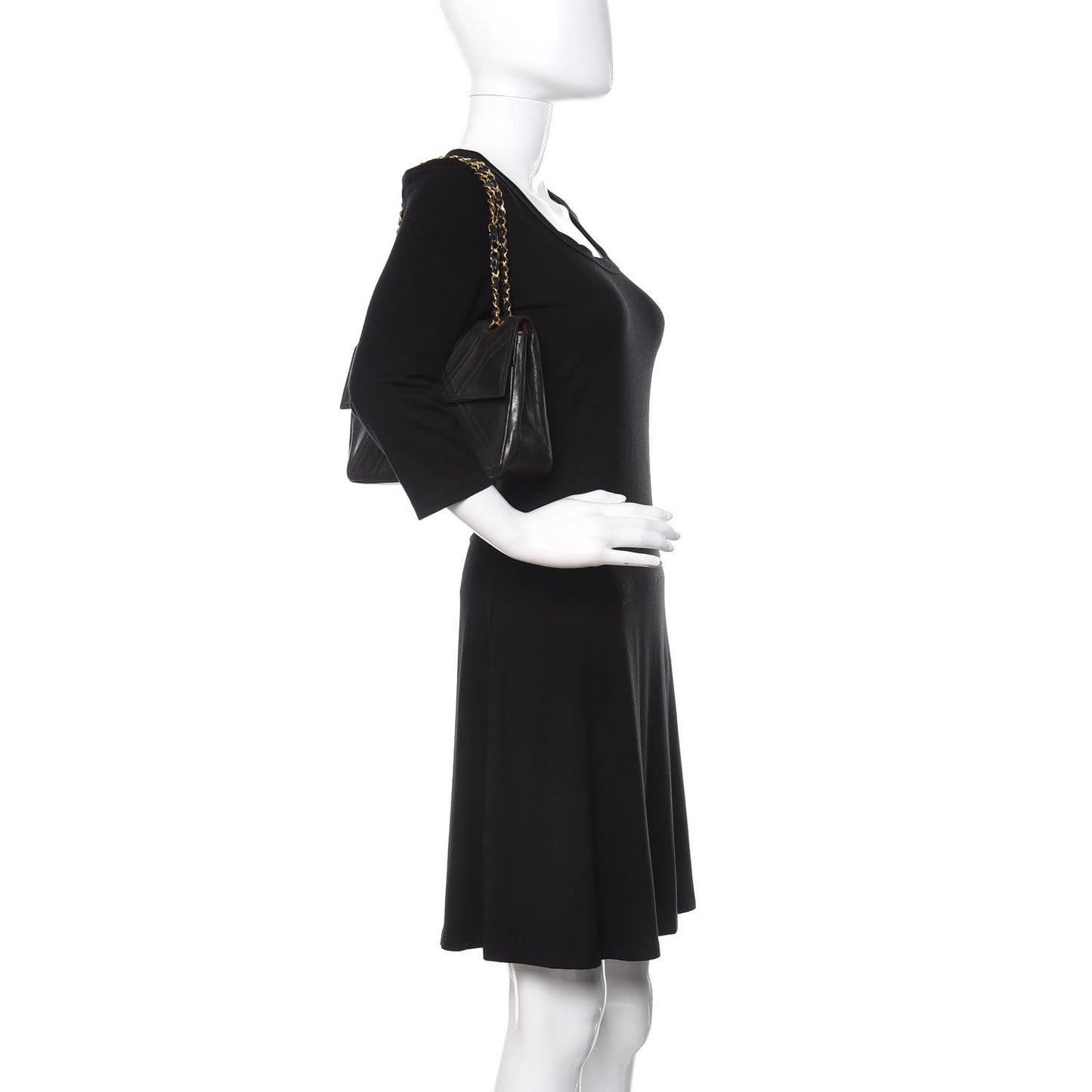 Lambskin Stitched Small Single Flap Black
