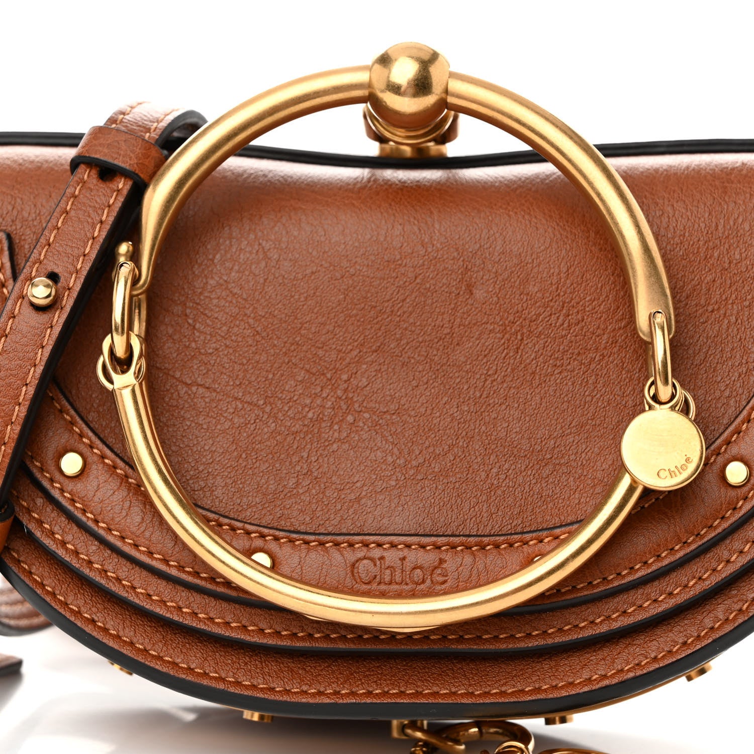 Chloe Calfskin Small Nile Bracelet Minaudiere Bag Caramel 7 of 10