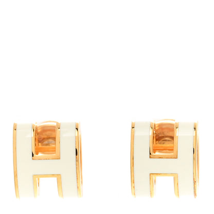 Hermes Gold Lacquered Mini Pop H Earrings White 1 of 6