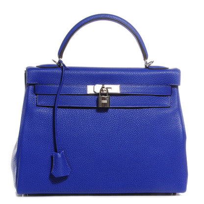 Hermes Taurillon Clemence Kelly Retourne 32 Bleu Electrique 1 of 24