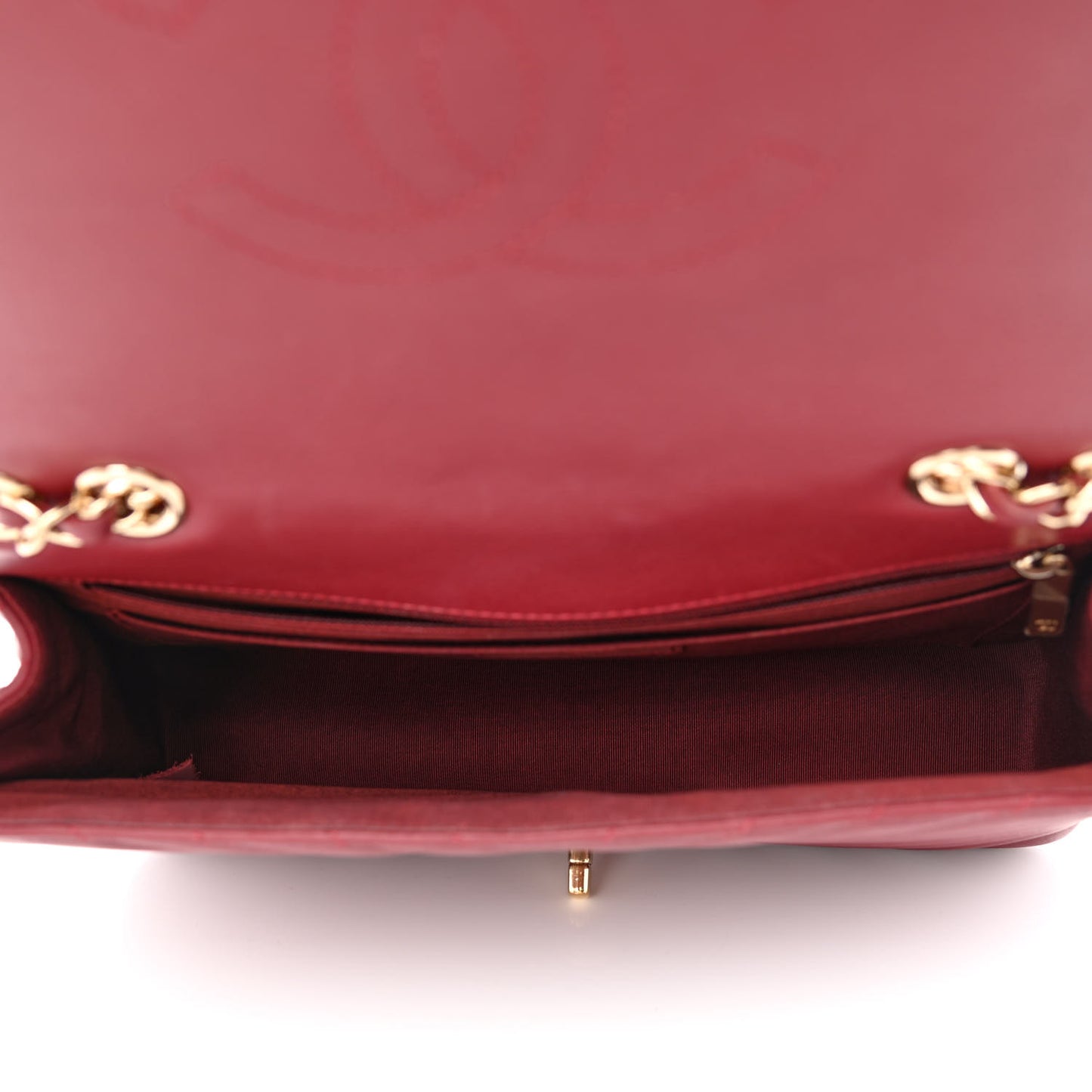 Calfskin Chevron Quilted Large Statement Flap Red