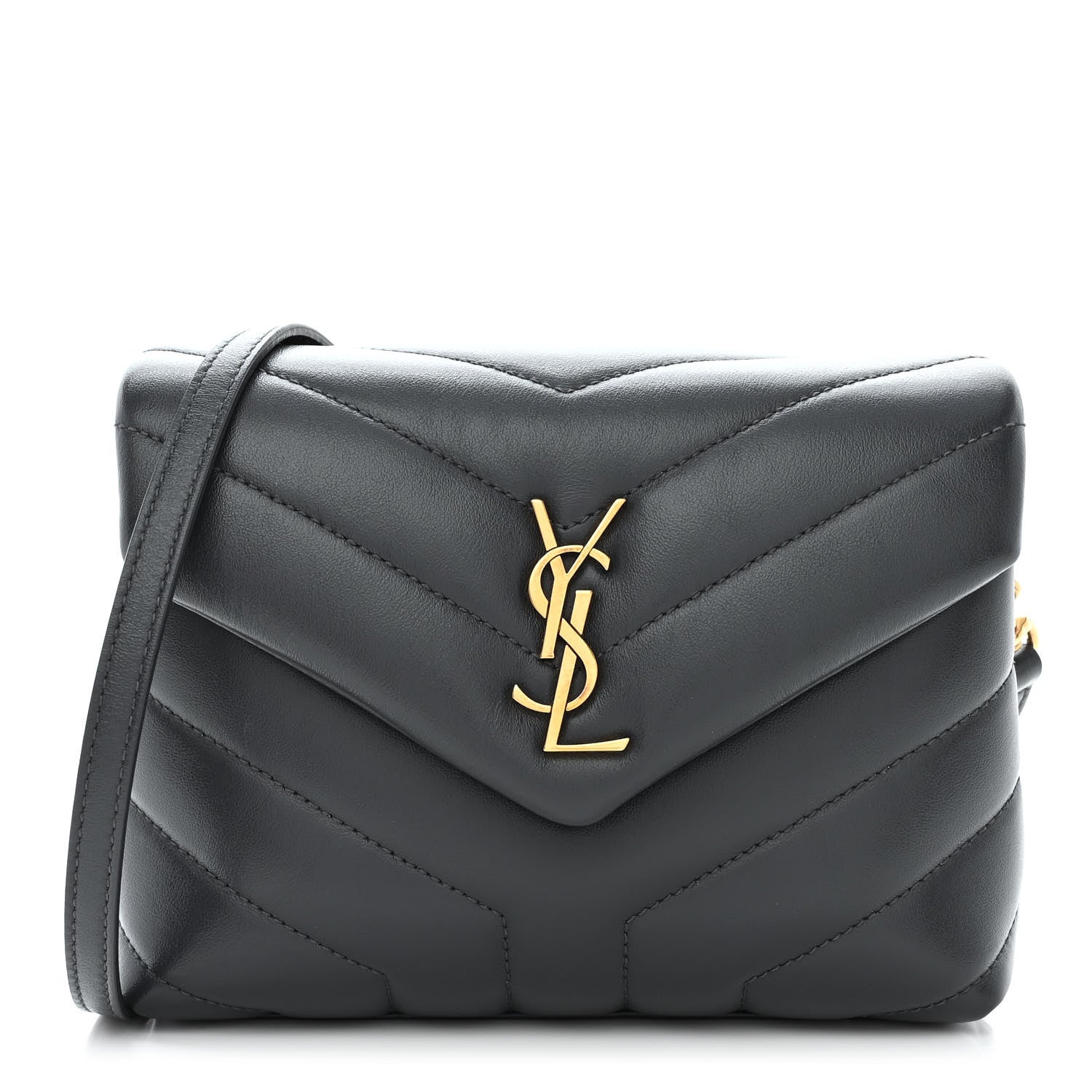 Saint Laurent Calfskin Y Quilted Monogram Toy Loulou Crossbody Bag Dark Smog 1 of 13