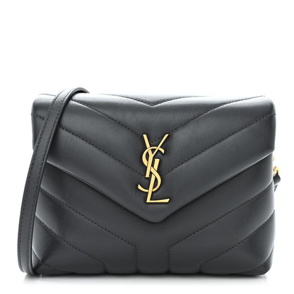 Saint Laurent Calfskin Y Quilted Monogram Toy Loulou Crossbody Bag Dark Smog 1 of 13