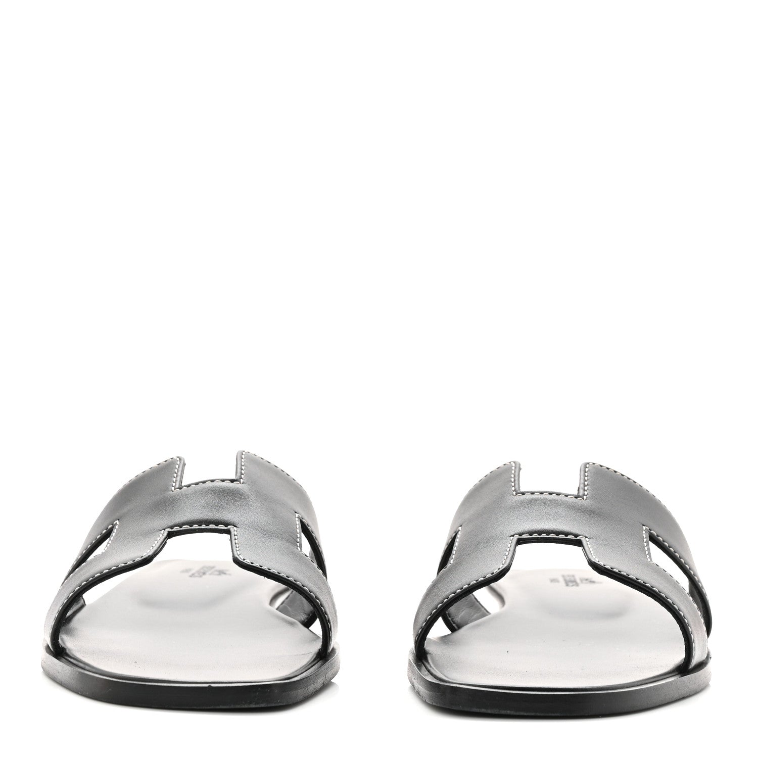 Hermes Box Calfskin Oran Sandals 37 Black 3 of 10
