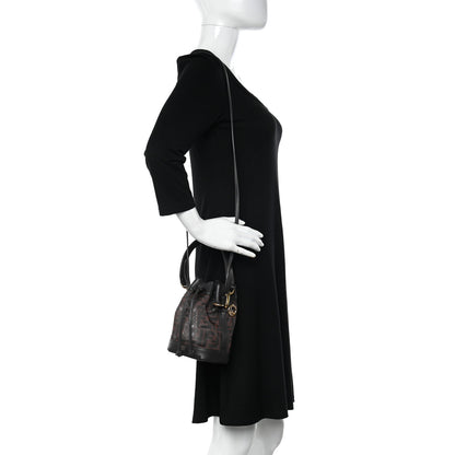 Fendi Mesh Vitello Grace F is Fendi FF 1974 Mini Mon Tresor Bucket Bag Marrone Black Ebano 2 of 13