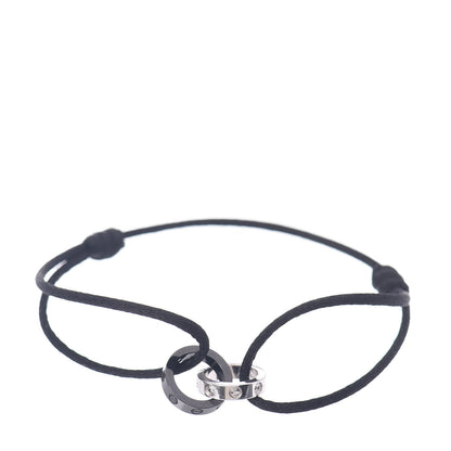 Cartier 18K White Gold Ceramic 4 Diamond LOVE Cord Bracelet Black 1 of 4