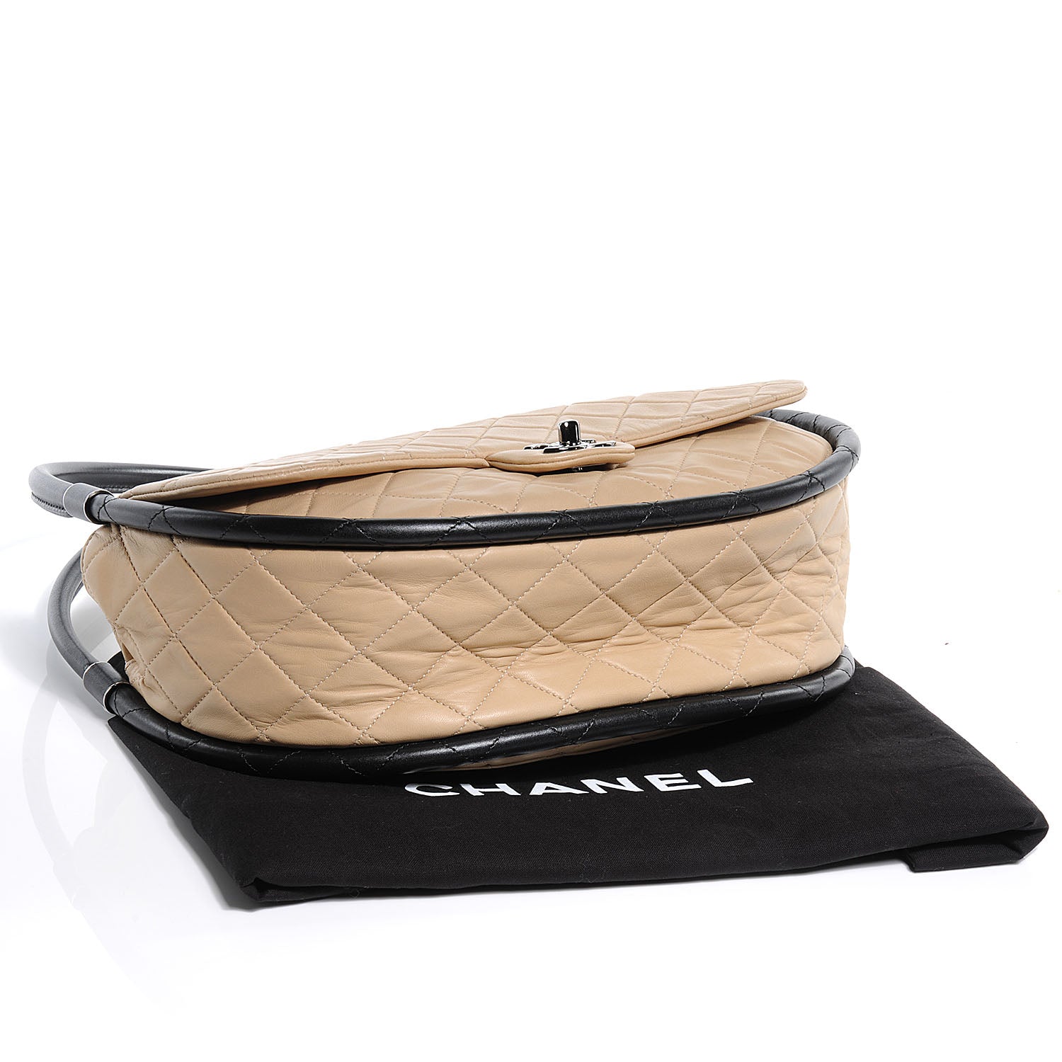 Chanel Quilted Lambskin Medium Hula Hoop Flap Beige 4 of 7