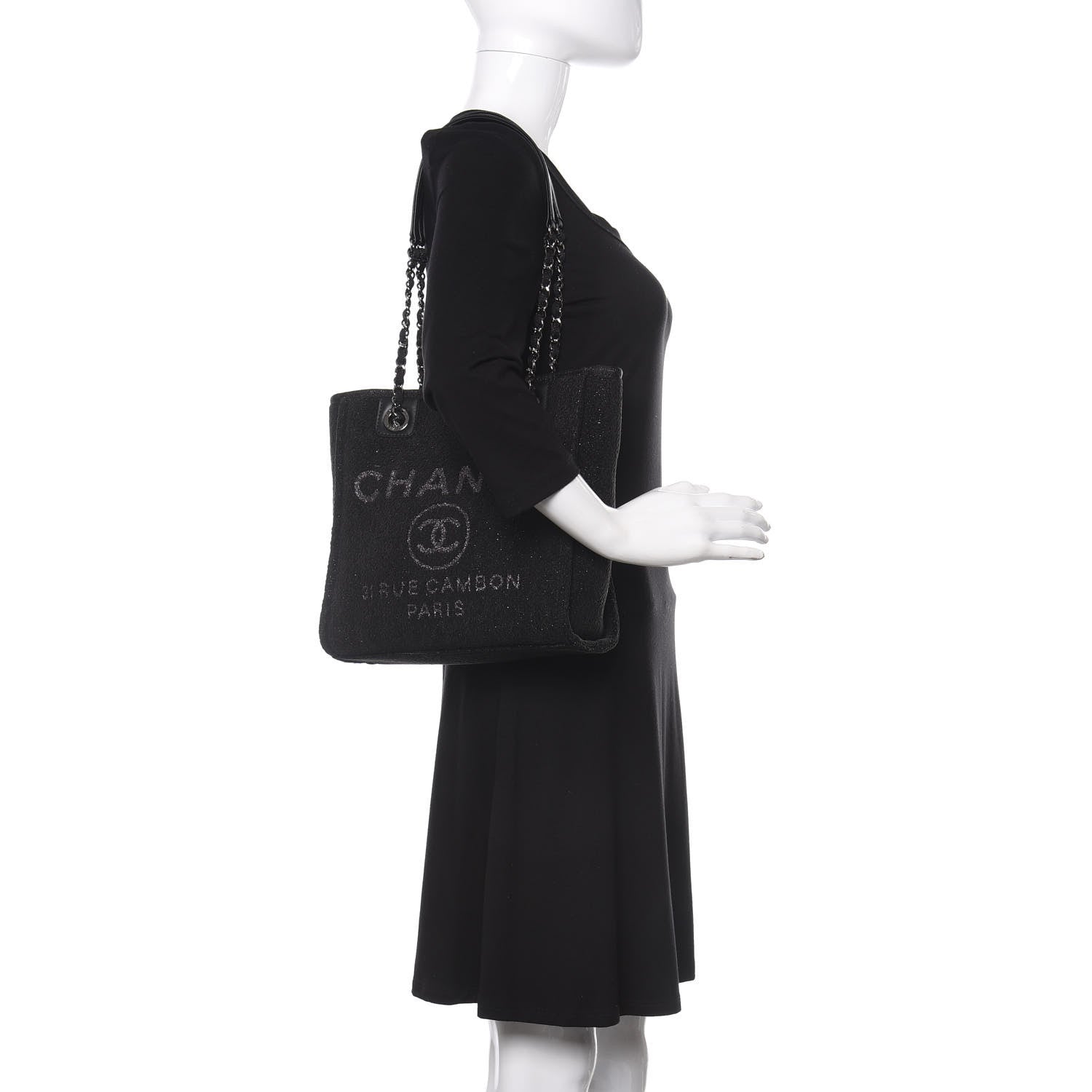 Chanel Lurex Boucle Mini Deauville Tote Black 2 of 10