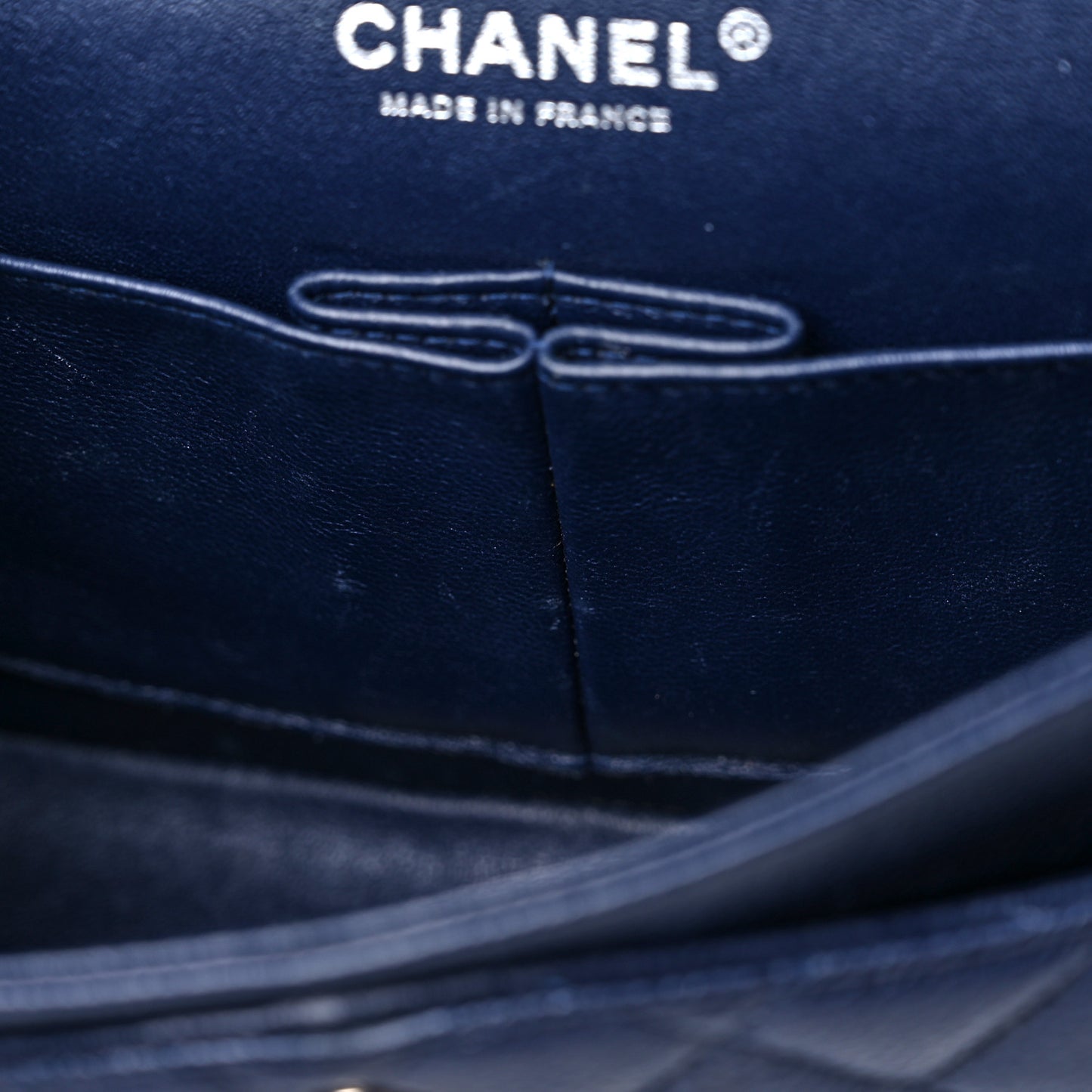 Caviar Quilted Medium Double Flap Navy