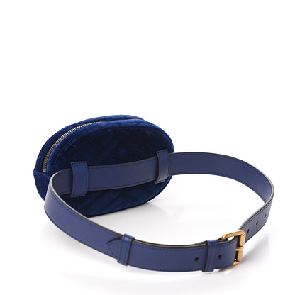 Gucci Velvet Matelasse GG Marmont Belt Bag 75 30 Cobalt Blue 2 of 8