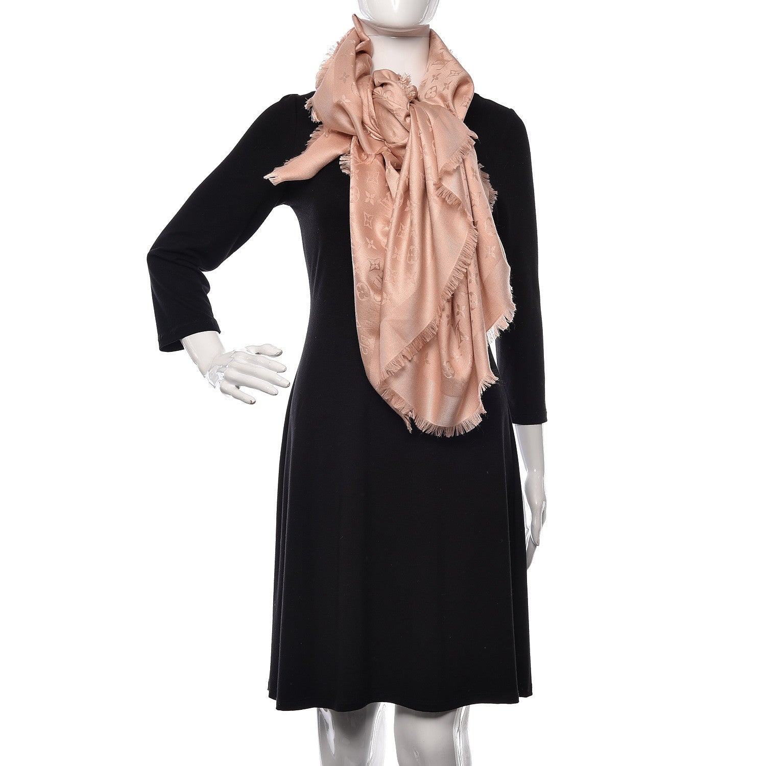 Louis Vuitton Silk Wool Monogram Shine Shawl Rose 2 of 4