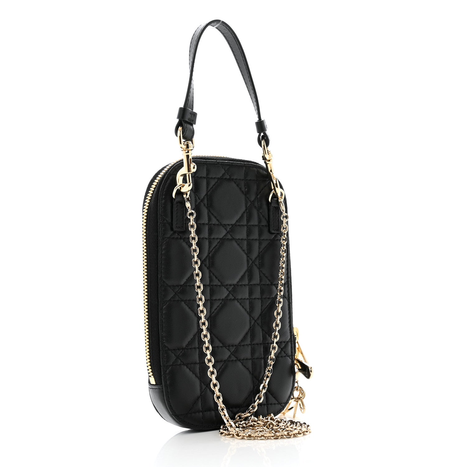 Christian Dior Lambskin Cannage Lady Dior Phone Holder Black 2 of 11