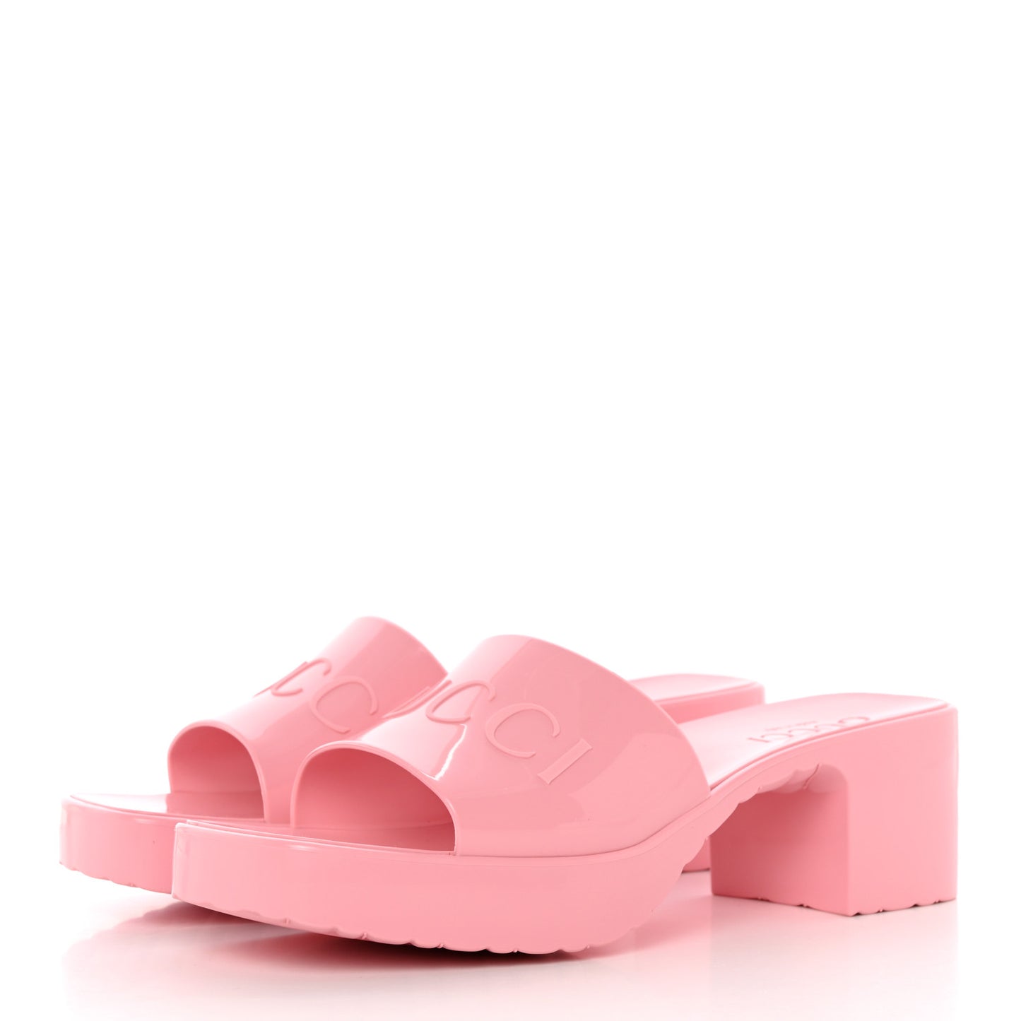 Rubber Gucci Logo Womens Platform 20/60mm Slide Sandals 35 Wild Rose