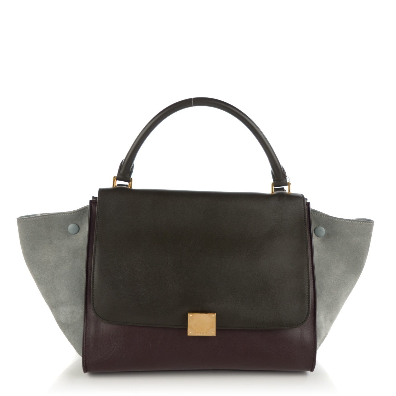 Celine Smooth Calfskin Suede Medium Tri-Color Trapeze Dark Grey 1 of 8