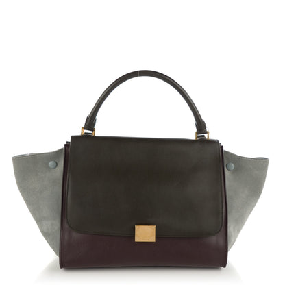 Celine Smooth Calfskin Suede Medium Tri-Color Trapeze Dark Grey 1 of 8