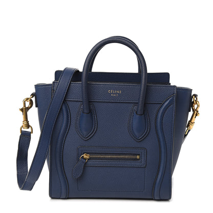 Celine Drummed Calfskin Nano Luggage Marine 1 of 9
