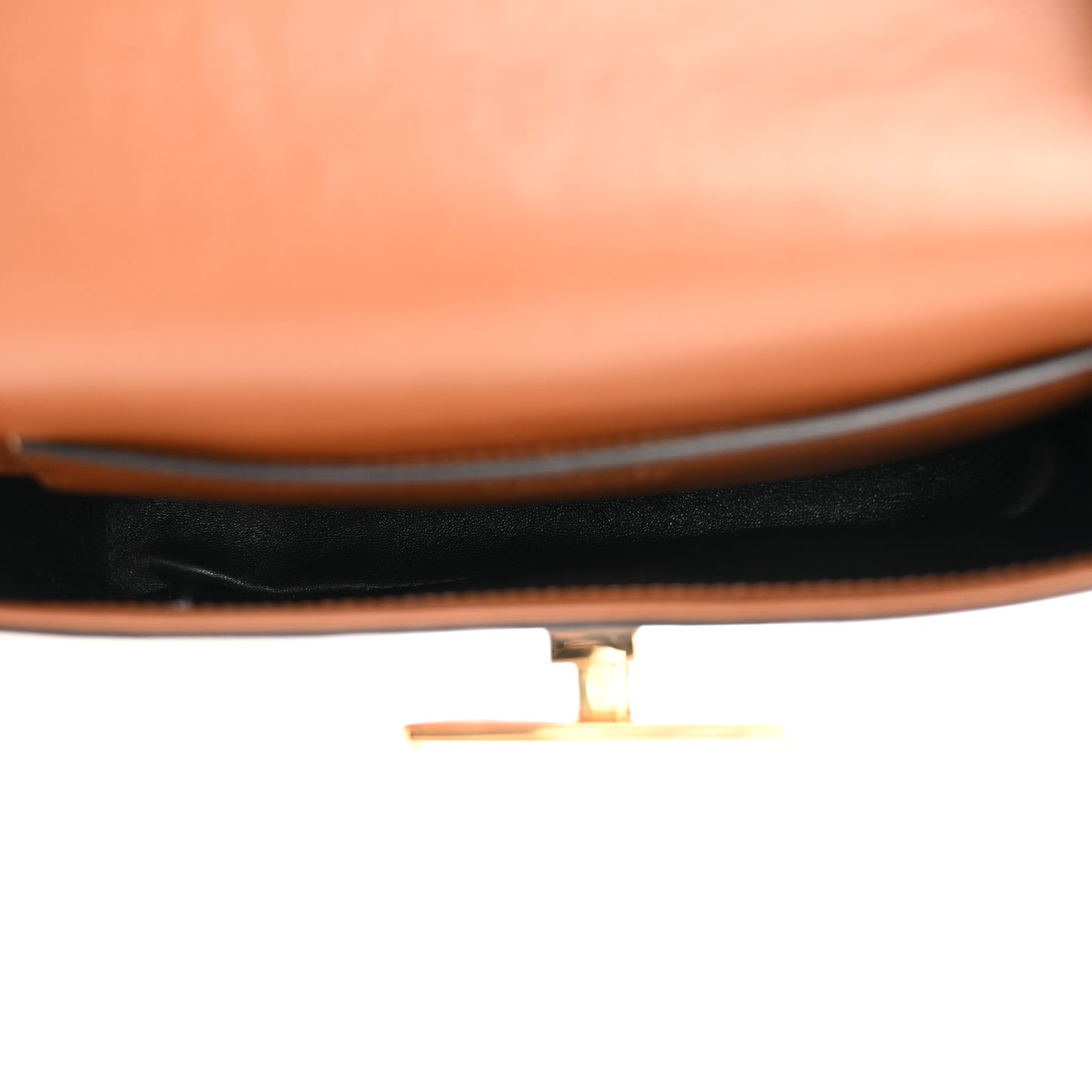 Soft Calfskin Metal Triangle Logo Flap Shoulder Bag Cognac