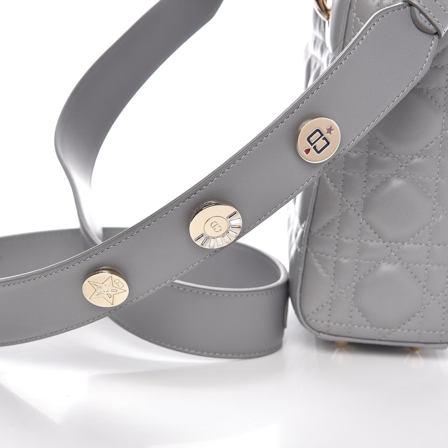 Christian Dior Lambskin Cannage Small My Lady Dior Gris 8 of 9