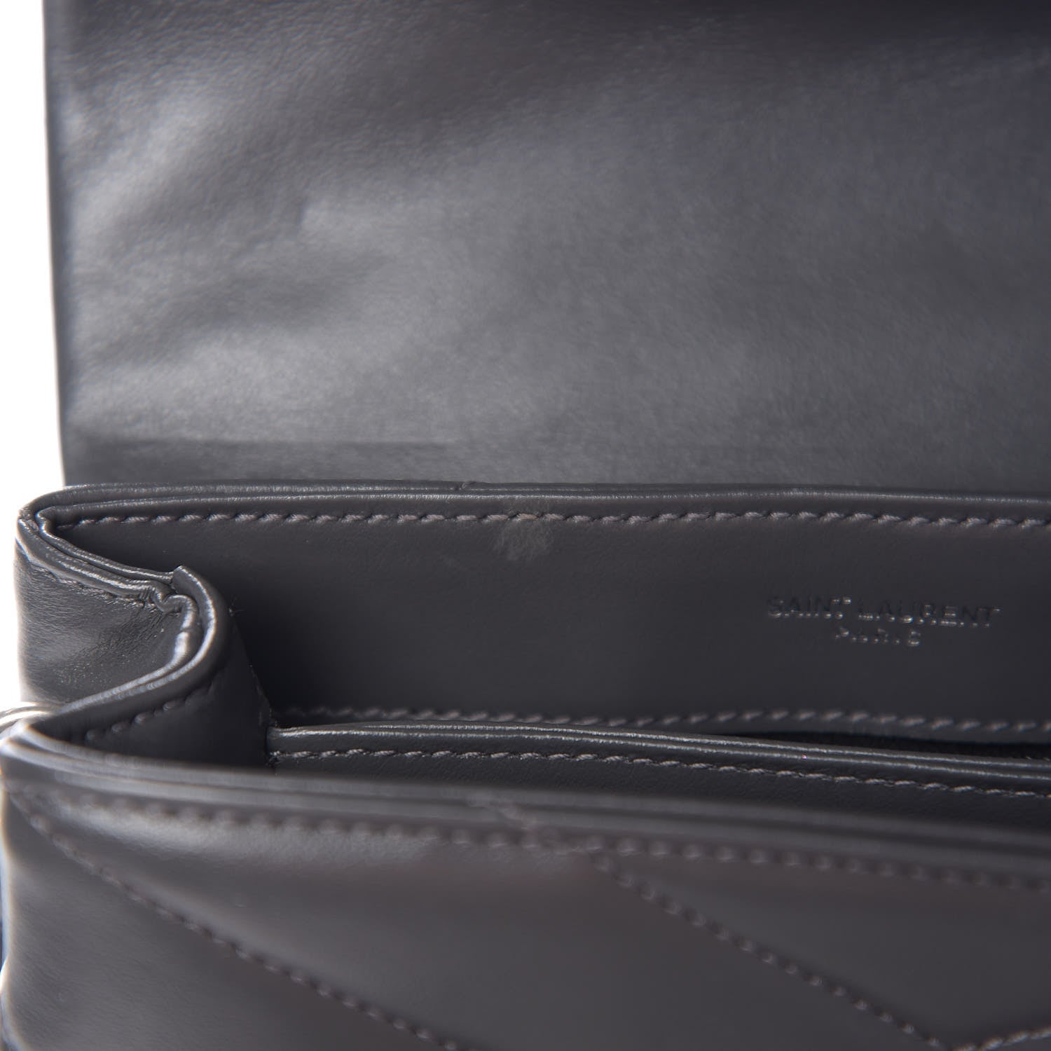 Saint Laurent Calfskin Y Quilted Monogram Toy Loulou Crossbody Bag Asphalt 6 of 11