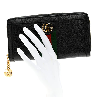 Gucci Calfskin Web Ophidia Zip Around Wallet Black 3 of 8