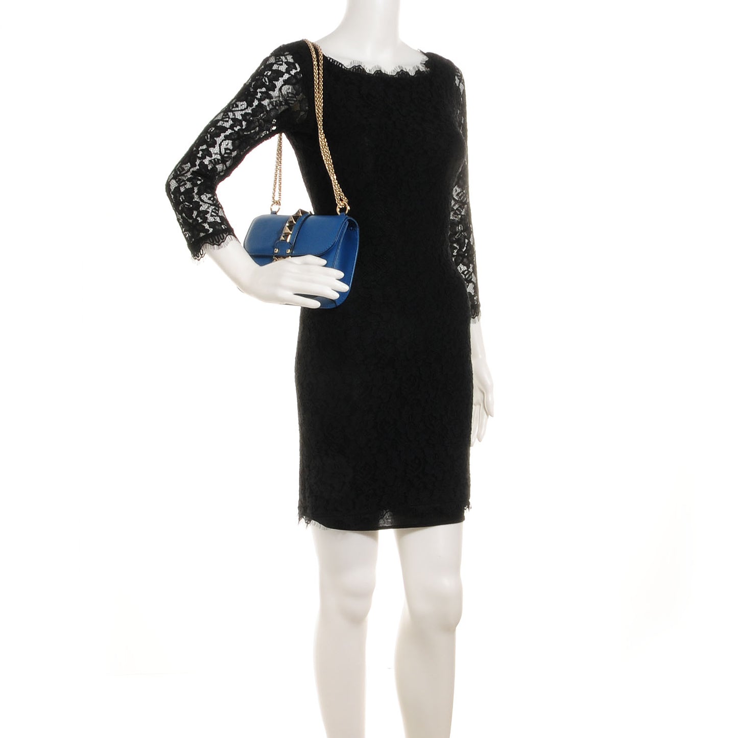 Vitello Glam Lock Rockstud Flap Blue Delft
