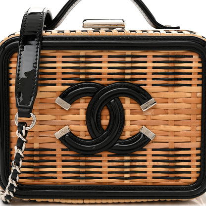 Chanel Raffia Patent Small CC Filigree Vanity Case Black 8 of 10