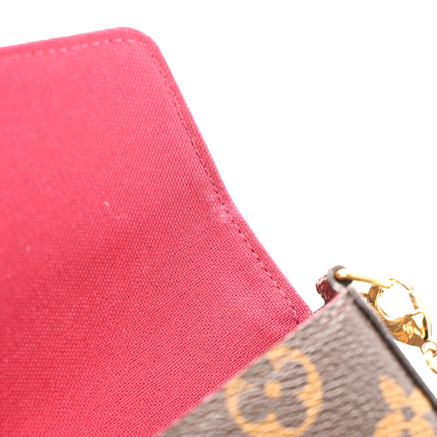 Monogram Pochette Felicie Chain Wallet Fuchsia