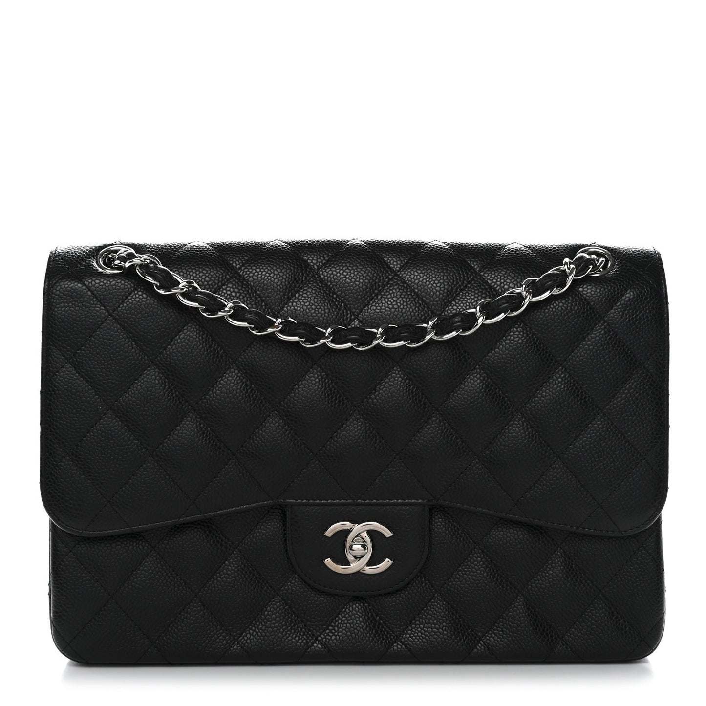 Caviar Quilted Jumbo Double Flap Black