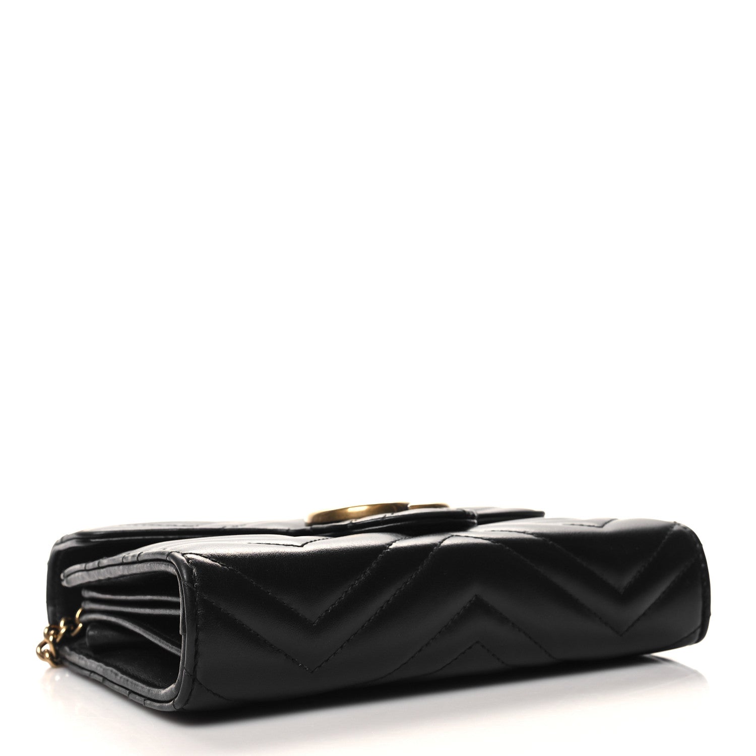 Gucci Calfskin Matelasse GG Marmont Chain Wallet Black 4 of 12