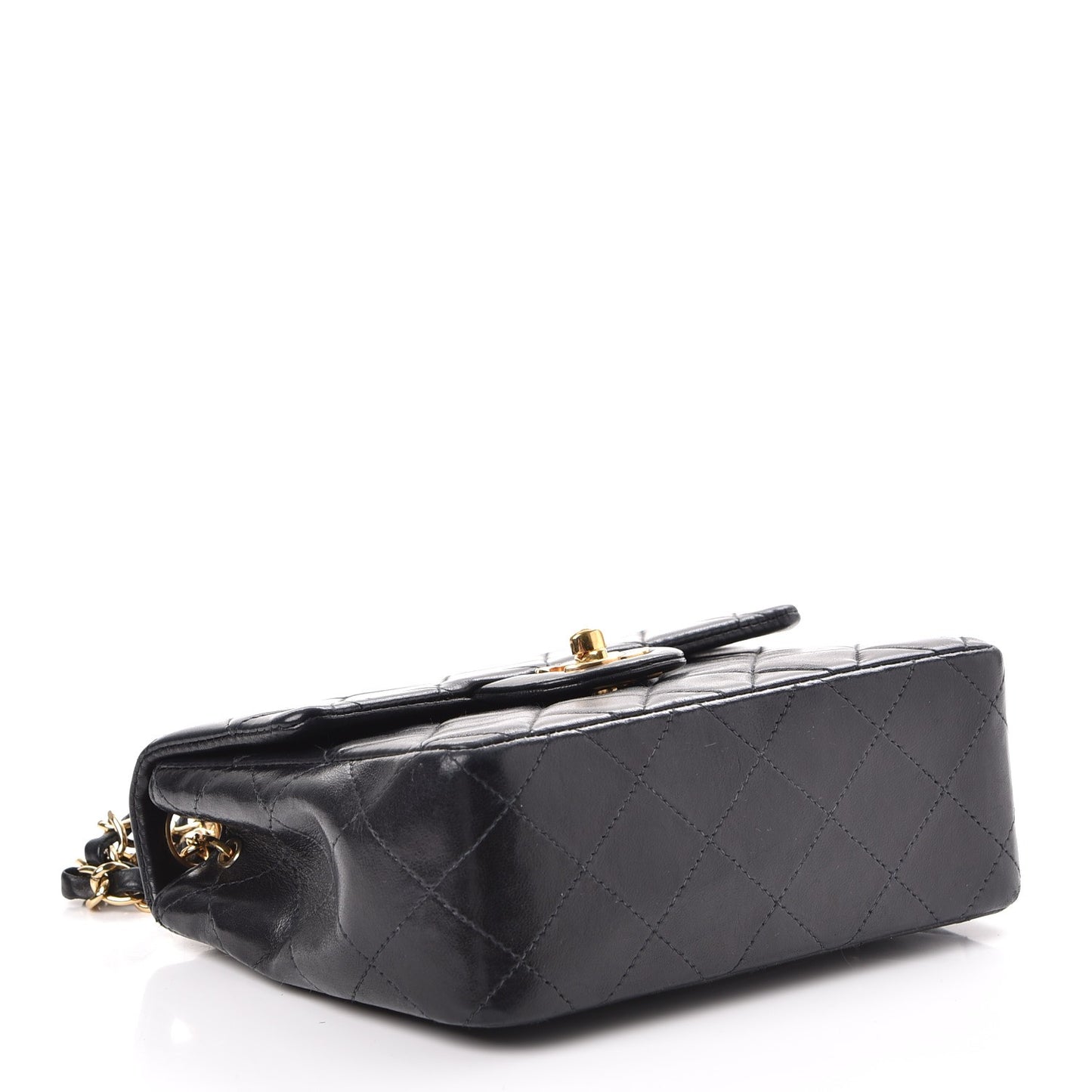 Lambskin Quilted Mini Square Flap Black