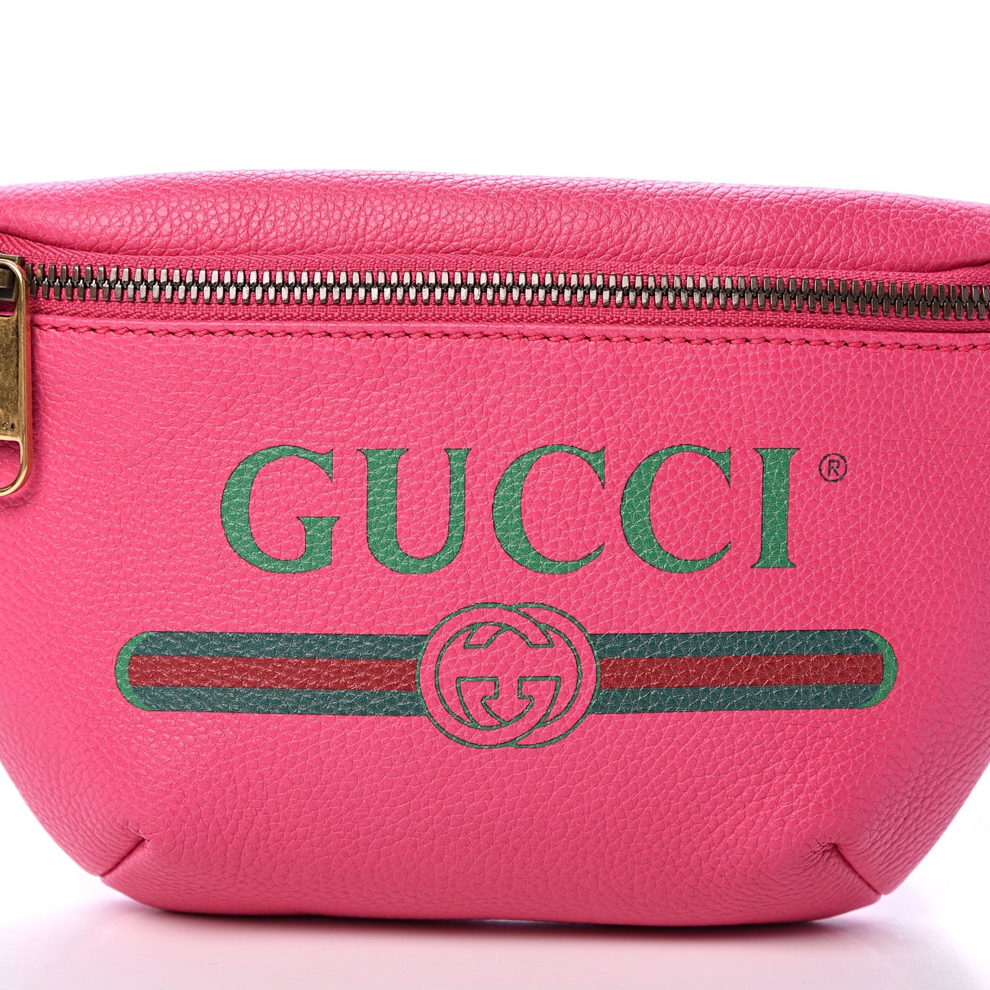 Grained Calfskin Small Logo Belt Bag Box Pink Green
