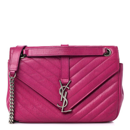 Saint Laurent Sheepskin Matelasse Chevron Medium Monogram Chain Bag Electric Pink 1 of 16
