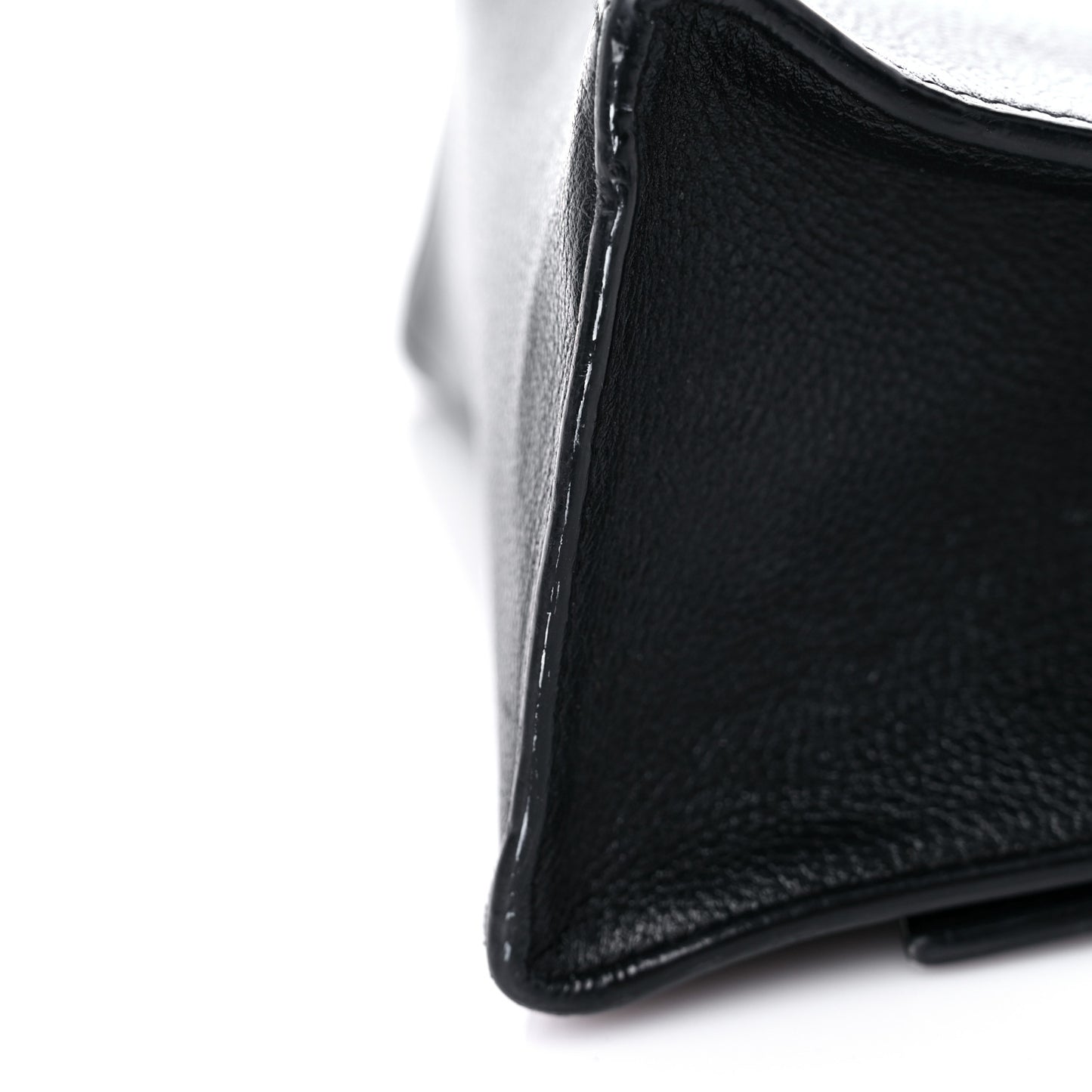 Grained Calfskin Small Hourglass Top Handle Bag Black
