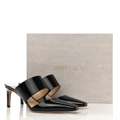 Jimmy Choo Patent Calfskin Hawke 65 Mules 37 Black 8 of 8